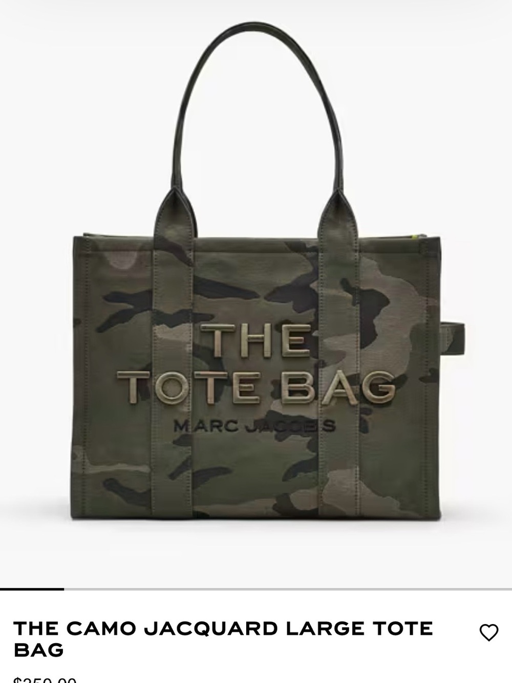 Marc Jacobs Camo Canvas 'The Tote Bag' in Green